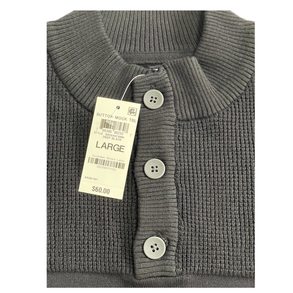 Club Room Mens Button Mock Neck Sweater Size L Deep Black - Picture 10 of 10